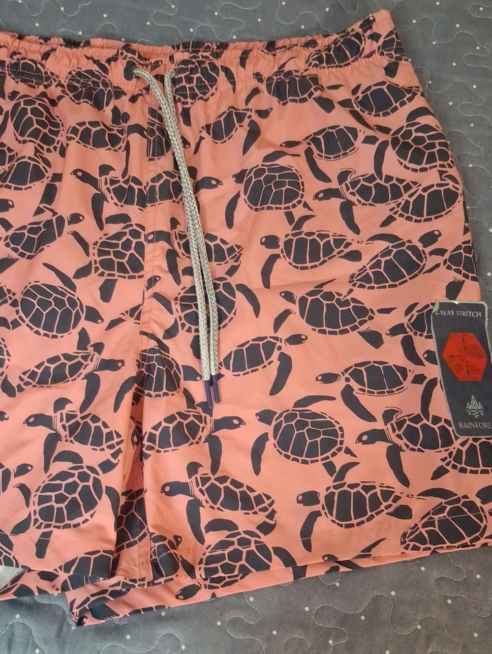 RAINFOREST Coral Turtle Print Swim Trunks size XL NWT
